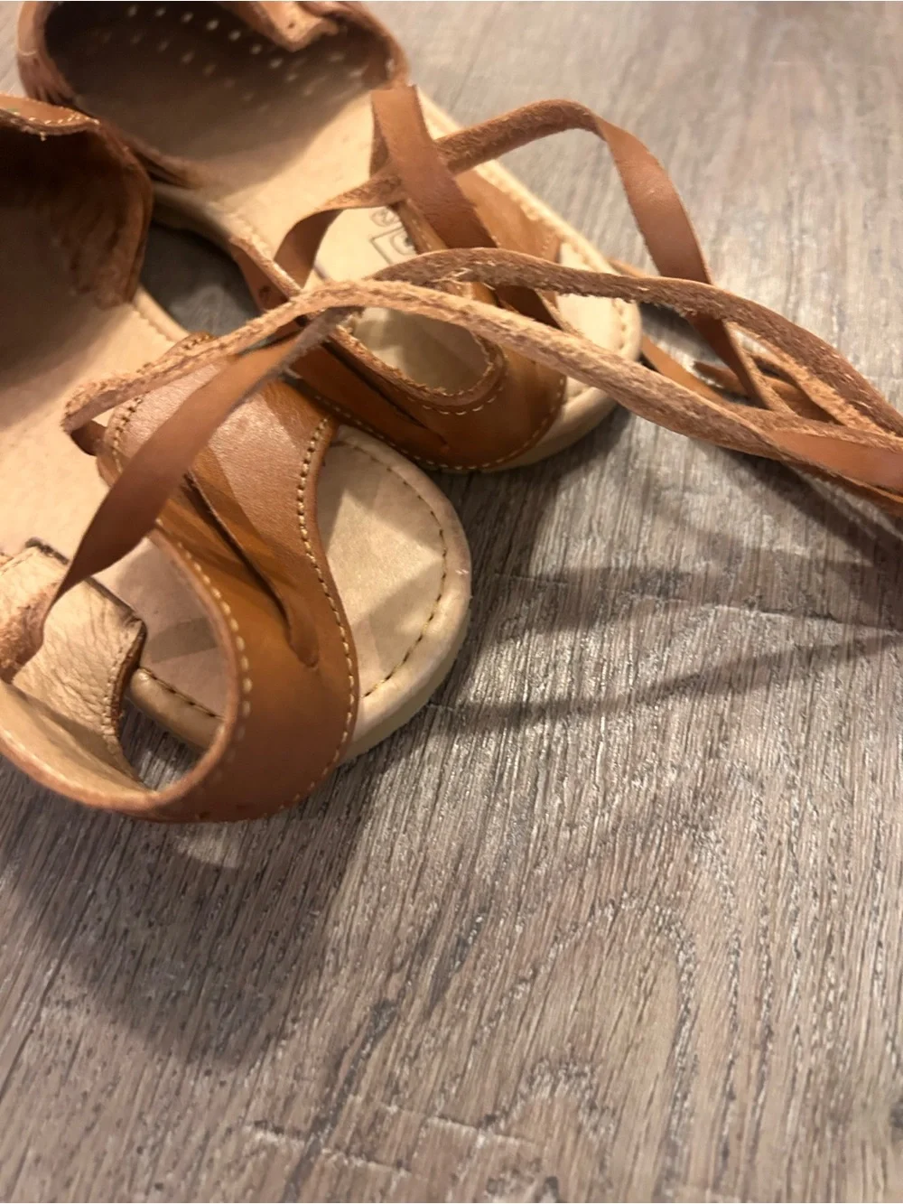 Nuez Mexican Huarache Sandals Womens Size 5 Brown Sunflower Lace-Up